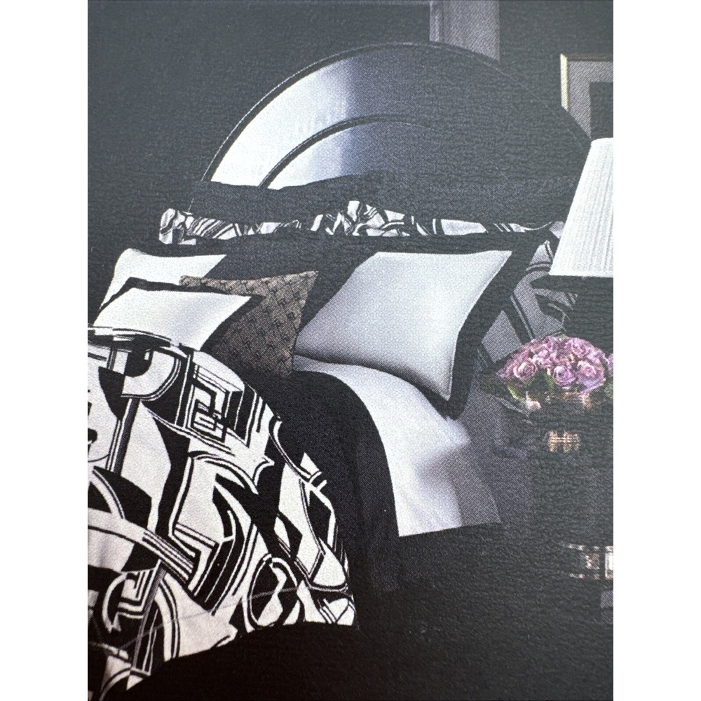 Ralph Lauren Standard Shams Set 2 Ellington Black White Art Deco Geometric Print